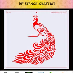 ivana's Peacock Stencil for Art & Craft , Reusable DIY Decorative Stencil IVS-1109 for Painting on Canvas, Fabric, Cloth, Paper, Glass and Wall,Size-12 x 12 inch, Stencil image 2