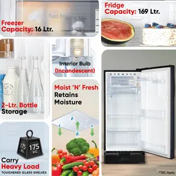 lg 185 L Direct Cool Single Door 2 Star Refrigerator with Base Drawer image 3