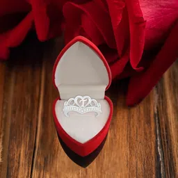 heer collection Heart Alphabet 'T' Valentine Ring Promise Propose Engagement Wedding Anniversary Brass, Stainless Steel, Copper, Alloy Cubic Zirconia Silver Plated Ring-picture-21