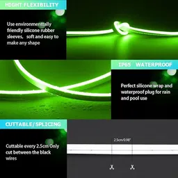 kavora Green LED Lights Bright and Durable Neon Rope Lights 5m for Lighting Decoration Candle image 2