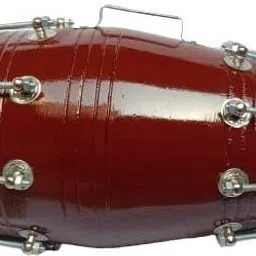 darshanmusical Wooden Musical Dholak Instrument Drum Nuts & Bolt 17 inch (Red) Rope & Rings Dholak image 2
