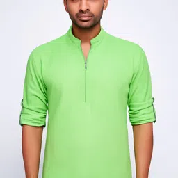 crowntail Pack of 2 Men Solid Pure Cotton Straight Kurta image 2