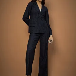 all about you formals Women Striped Double Breasted Formal Blazer image 4