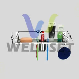 well set Multi Use 3in1 Bathroom & Rack Dish&Tumbler&Soap&Tooth Brush Holder Stainless Steel Wall Shelf image 4