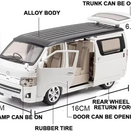 arniyavala 1/32 toyota hiace Model Pull Back Die-cast Car Racing Van for kids image 2