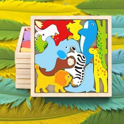 vhd Multicolor Wooden Animal Puzzle – Fun & Educational Toy for Kids AW57 image 1