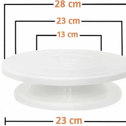 fulkiza Cake Decorating Turntable Stand,Cake Table | 360° Rotating, 28 cm,Plastic,White Plastic Cake Server image 5