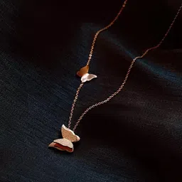 zabby allen Trendy Butterfly Design RoseGold Plated Chain for Girls Rhodium Plated Alloy Chain-picture-26