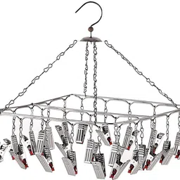 20 Drying Clips Stainless Steel Square Cloth Hanger Rack|Cloth Drying Stand Steel Cloth Clips-image-28