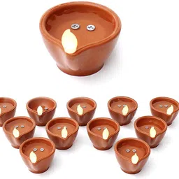 ryme Water Sensor Led Diyas E-Diya Last for 15 Hours Plastic (Pack of 12) Table Diya-picture-19