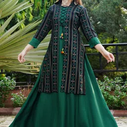 dss fashion Women Viscose Rayon Kurta Ethnic Jacket Set image 1