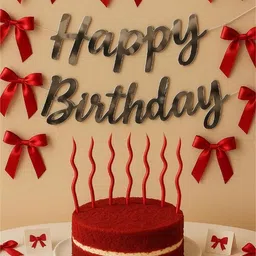 gleam sphere decor Chic Red Birthday Decoration Set- Bows, Banner and Candle-picture-11