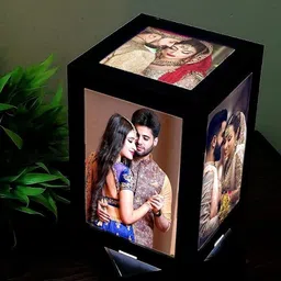 lovelygifts Rotating taple lamp with LED Lamp 5 photo attached Night Lamp image 1