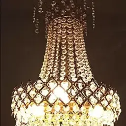 shreshtha crystal Gold polish metal 300mm chandelier hanging ceiling pendant jhoomar Chandelier Ceiling Lamp image 3
