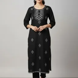 ezenterprises Women Embroidered Cotton Rayon Straight Kurta-picture-14