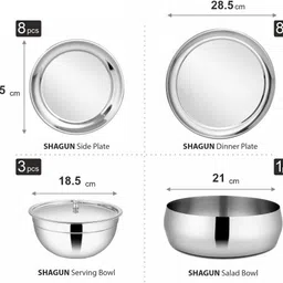 shri & sam Pack of 101 Stainless Steel Kitchen Combo Dinner Set image 3