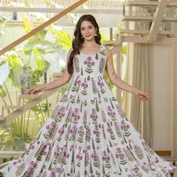 bunai dhaga Women Ethnic Dress Green Ankle Length Dress-picture-22