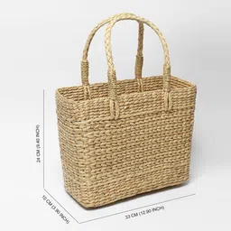 habereindia Picnic Rectangular Baskets|Lunch Basket|Cane Or Jute Basket|Cane Basket For Gifting|Wicker Baskets (Plain Beige) image 3