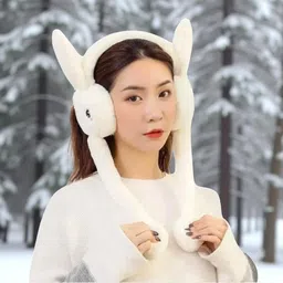 empoison Rabbit Design Soft Foldable Ear Moving Winter Earmuff for Girls & Kids Ear Muff-picture-38