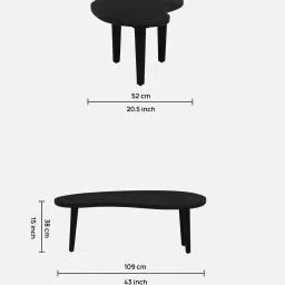 bohemiana from pepperfry Holmes Solid Wood Nesting Coffee Table Set In Black Finish (Set of 2) image 2