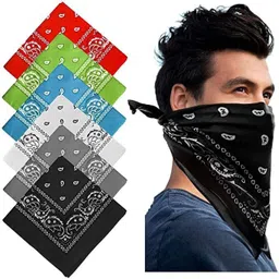 Bismaadh Bandana Head Scarf, Headband Multifunctional Cotton Paisley Print ["Red, Light Grey, Sky Blue, White, Light Grey, Black"] Handkerchief-picture-24