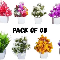 etech 08 MULTI Multicolor Wild Flower Artificial Flower with Pot image 4