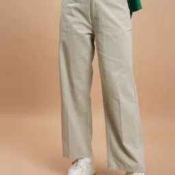 tokyo talkies Women Regular Fit Grey Cotton Blend Trousers-picture-17
