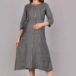 houseofcommon Women A-line Black Midi/Calf Length Dress-picture-10