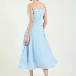 herway Women Fit and Flare Light Blue Midi/Calf Length Dress image 2