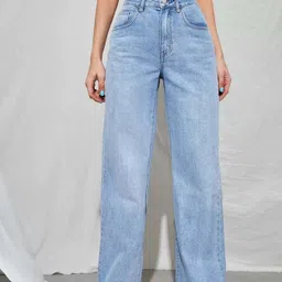 the rivvrs co Women Straight Fit High Rise Light Blue Jeans-picture-23