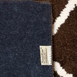 saral home Brown Geometric Microfibre 5 ft x 7 ft Machine Made Carpet image 5