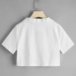 indicare Women Regular Fit Solid Cut Away Collar Casual Shirt image 2