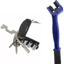 ghg Combo of Chain Cleaner Brush and 15 in 1 Multi-function Tools Kit Spoke Wrench Cycling Bicycle Chain Cleaner Brush & Tool Kit image 2