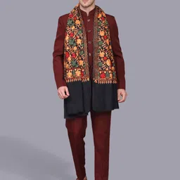 WEAVERS VILLA Acrylic, Wool Embroidered Men Shawl image 3