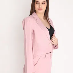 chkokko Women Solid Single Breasted Formal Blazer image 3