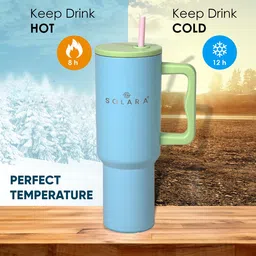 solara Echo Insulated Tumbler with Lid and Straw, Hot & Cold, Travel, Gym, Blue Hawaii, 1200 ml Bottle image 4