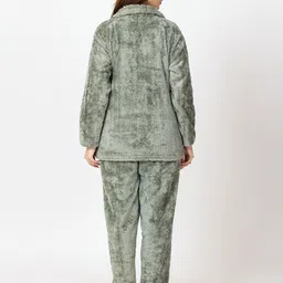 rg by ss clothing Women Night Suit Set Light Green Solid image 2