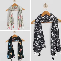 poshampaa Printed Chiffon Women Multicolor Stole, Scarf, Fancy Scarf-picture-23