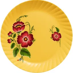 decotent 6 Pcs Yellow Plastic Heavy Plate - 12 Inch Dinner Plate image 1