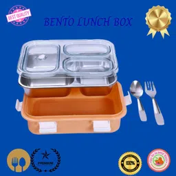 moira international Compartment -3 Sealed Leak Proof Stainless Steel For Kid's & Adult_REG100 3 Containers Lunch Box-picture-34