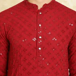 anaya azrin Men Embroidered, Embellished Viscose Rayon Straight Kurta image 5