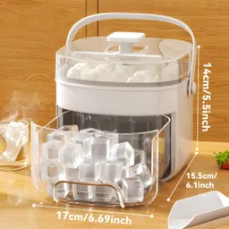 maycreate Double Layer 40 Grid Ice Cube Tray with Easy Press Lid and Storage Box White Plastic Ice Cube Tray image 3