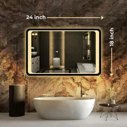 khushi decors Rectangle Frame Wall Mirror, Bedroom Mirror for Wall Decor Size:24" x 18" Bathroom Mirror image 2