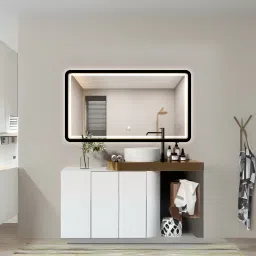 ledmirror.in Modern Rectangular LED Mirror with Gold Stainless Steel Frame-picture-13