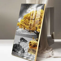 the next decor Golden Tree Oasis Glass Finish Vertical Wall Art image 3