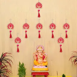 ecraftindia Pink Wood Lotus Flower Decorative Wall Hanging for Home Decor (1Piece) image 1