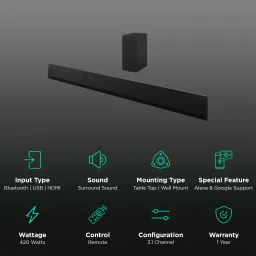 LG SG10TY 78W Bluetooth Soundbar with Remote (Dolby Digital, 3.1 Channel, Black) image 2