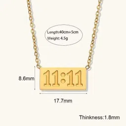 krystalz Stylish Make a Wish 11:11 Spiritual Gold Chain Pendant Necklace for women Gold-plated Stainless Steel Pendant image 3