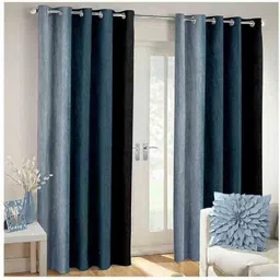 panipat textile hub 274.32 cm (9 ft) Long Door Polyester Semi Transparent Curtain (Pack Of 2) image 1