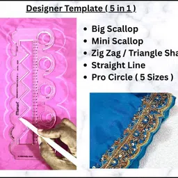 prabhas designs 5 in 1 Scallop, Black Arm curve, 30cm L, straight scale, Triangle 5 pcs combo Ruler image 2